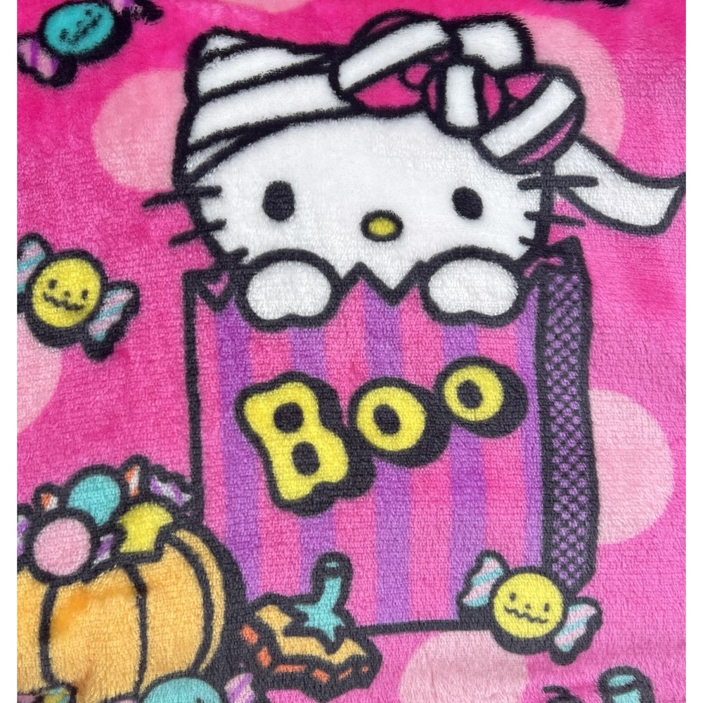 Hello Kitty Halloween Hot Pink Monster Meows Silk Plush Throw Blanket 50 X 70 🎃